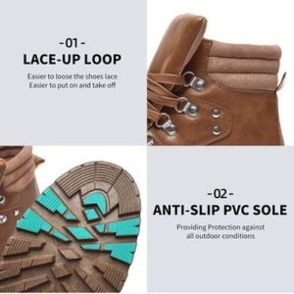 🥳Host Pick 🥳 Light Brown Combat Boots Lace Up Ankle Boots Winter Snow Boots - Picture 4 of 9